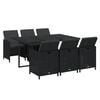 vidaXL 7 Piece Garden Dining Set with Cushions Poly Rattan Black