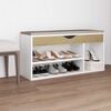 vidaXL Shoe Bench with Cushion White and Sonoma Oak 104x30x49 cm Engineered Wood