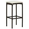vidaXL Bar Stools with Cushions 3 pcs Brown Poly Rattan