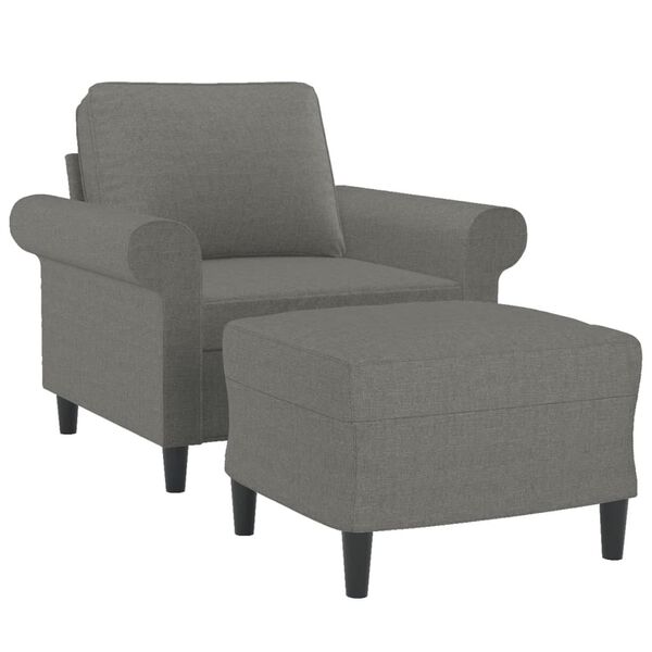 vidaXL Sofa Chair with Footstool Dark Grey 60 cm Fabric