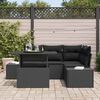 vidaXL Garden Sofa Set with Cushion 5 pcs Black Poly Rattan