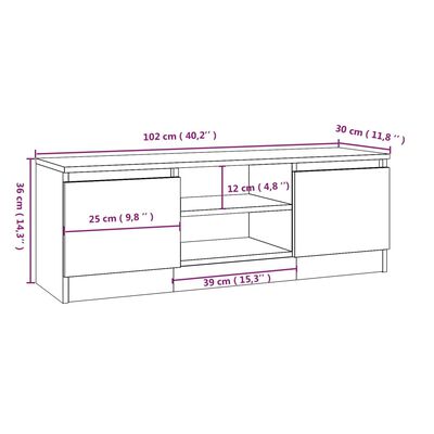 vidaXL TV Cabinet with Door Sonoma Oak 102x30x36 cm