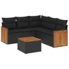 vidaXL 6 Piece Garden Sofa Set with Cushions Black Poly Rattan