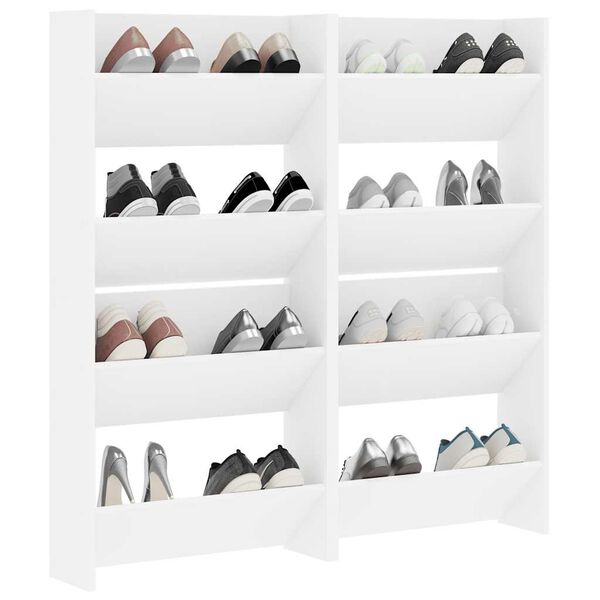 vidaXL Wall Shoe Cabinets 4 pcs White 60x18x60 cm Engineered Wood
