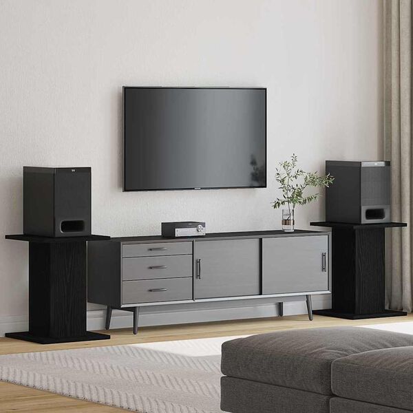 vidaXL Speaker Stands 2 pcs Black Oak 30 x 30 x 40 cm Engineered Wood