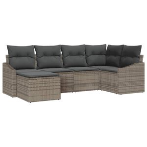 vidaXL Sofa Set with Cushion 6 pcs Grey Poly Rattan