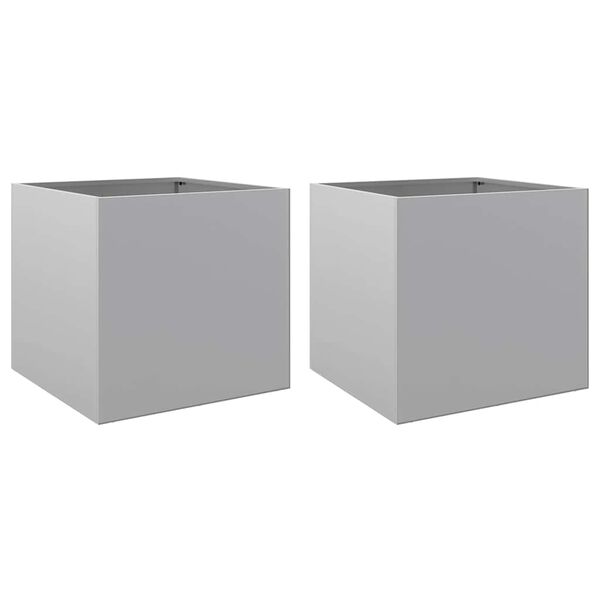 vidaXL Planters 2 pcs Silver 49x47x46 cm Galvanised Steel