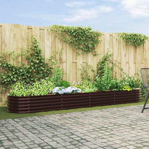 vidaXL Garden Raised Bed Brown 400 x 80 x 44 cm Steel