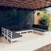 vidaXL 9 Piece Garden Lounge Set with Cushions White Solid Pinewood