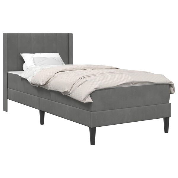 vidaXL Bed Frame with Mattress Dark Grey 90 x 190 cm Velvet