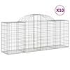 vidaXL Arched Gabion Baskets 10 pcs 200x50x80/100 cm Galvanised Iron