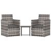 vidaXL 3 Piece Outdoor Lounge Set with Cushions Poly Rattan Grey
