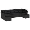 vidaXL Garden Sofa Set with Storage 7 pcs Black Poly rattan
