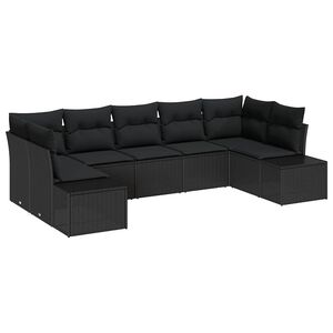 vidaXL Garden Sofa Set with Storage 7 pcs Black Poly rattan