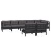 vidaXL 8 Piece Garden Lounge Set with Cushions Black Solid Pinewood
