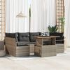 vidaXL Garden Sofa Set with Storage 7 pcs Grey Poly rattan