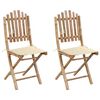 vidaXL Folding Chairs 2 pcs with Cushions Bamboo