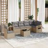 vidaXL 7 Piece Garden Sofa Set with Cushions Beige Poly Rattan