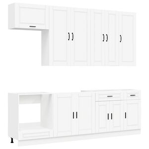 vidaXL Kitchen Unit PORTO 8 pcs White Engineered Wood