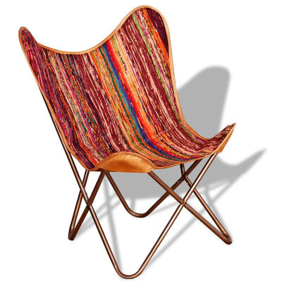 vidaXL Butterfly Chairs 4 pcs Multicolour Chindi Fabric