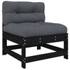 vidaXL Middle Sofas with Cushions 2 pcs Black Solid Wood Pine