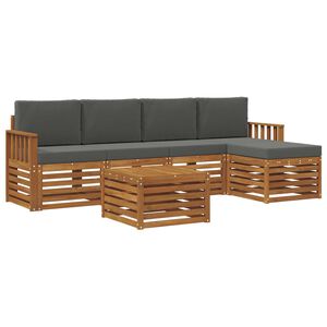 vidaXL Outdoor Sofa Set 6 pcs Natural and Anthracite