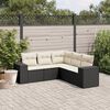vidaXL 5 Piece Garden Sofa Set with Cushions Black Poly Rattan