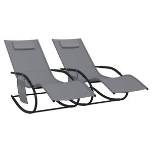 vidaXL Sun Lounger | Set of 2 | Grey | Powder-coated steel, Textilene
