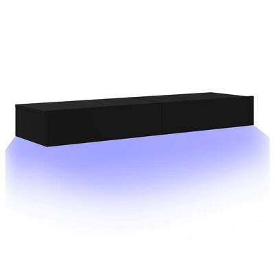 vidaXL TV Cabinets with LED Lights 2 pcs Black 60x35x15.5 cm