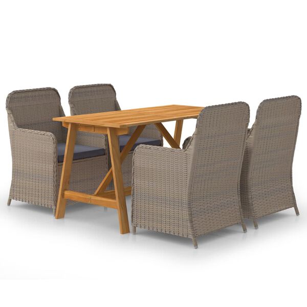vidaXL 5 Piece Garden Dining Set Brown