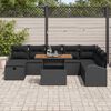 vidaXL Garden Sofa Set with Cushion 9 pcs Black Poly Rattan