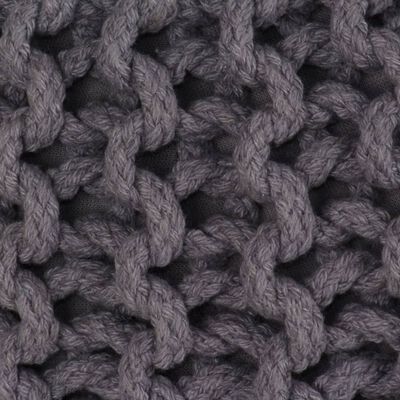 vidaXL Hand-Knitted Pouffe Cotton 50x35 cm Grey