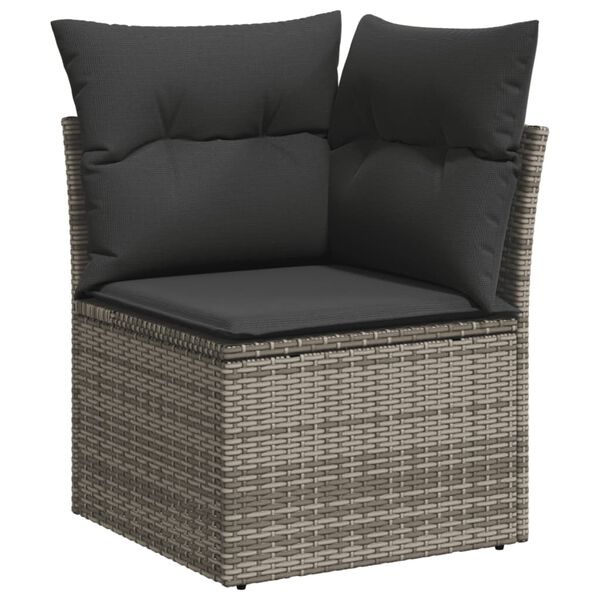 vidaXL 9 Piece Garden Sofa Set with Cushions Grey Poly Rattan