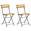 vidaXL Folding Chairs 2 pcs Steel and Solid Acacia Wood