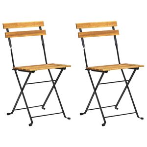 vidaXL Folding Chairs 2 pcs Steel and Solid Acacia Wood