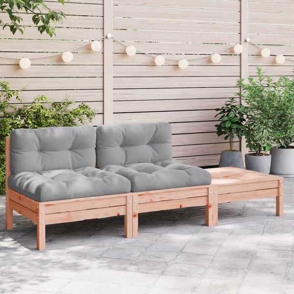 vidaXL Garden Sofa with Cushions and Footstool 2-Seater