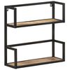 vidaXL Wall Shelf | Natural wood, Black | Rough mango wood, Powder-coated iron
