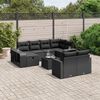 vidaXL 11 Piece Garden Sofa Set with Cushions Black Poly Rattan