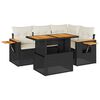 vidaXL 4 Piece Garden Sofa Set with Cushions Black Poly Rattan Acacia