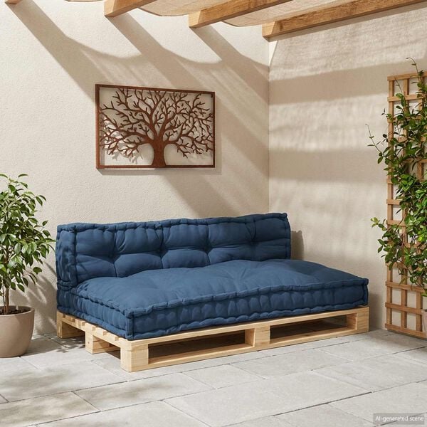 vidaXL Pallet Sofa Cushion 2 pcs Indigo 120 x 80 x 38 cm Fabric