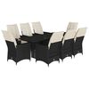 vidaXL 9 Piece Garden Dining Set with Cushions Black Poly Rattan