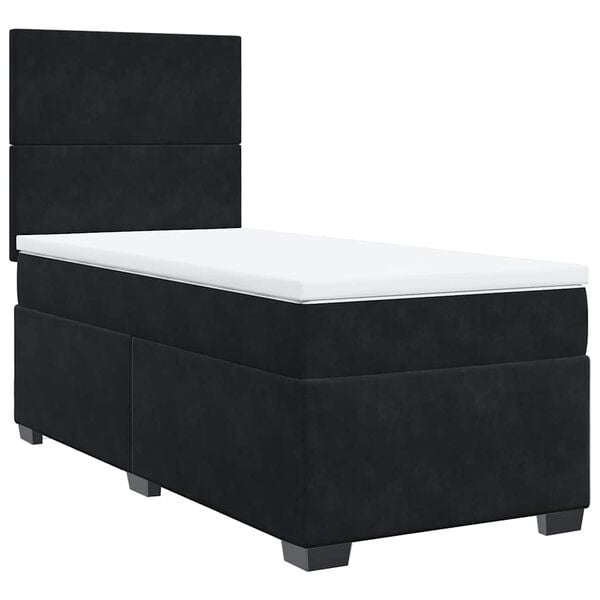 vidaXL Box Spring Bed with Mattress Black King Single Velvet