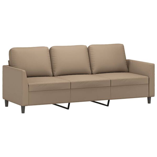 vidaXL 3-Seater Sofa with Footstool Cappuccino 180 cm Faux Leather