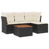 vidaXL 5 Piece Garden Sofa Set with Cushions Black Poly Rattan