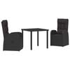 vidaXL Garden Dining Set with Cushion 5 pcs Black Poly Rattan
