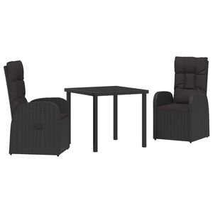 vidaXL Garden Dining Set with Cushion 5 pcs Black Poly Rattan