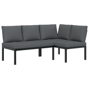 vidaXL 2 Piece Garden Sofa Set with Cushions Black Aluminium