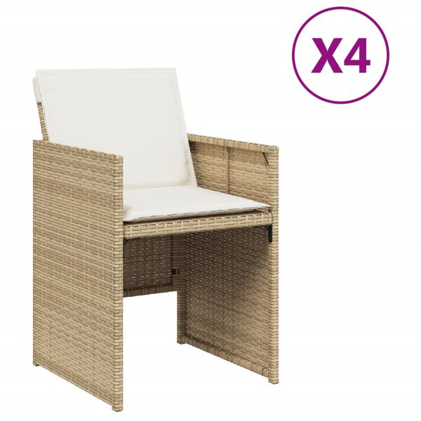 vidaXL Garden Chairs with Cushions 4 pcs Beige Poly Rattan