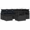 vidaXL Garden Sofa Set with Storage 7 pcs Black Poly rattan