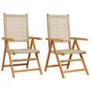 vidaXL Garden Chairs 2 pcs Beige Solid Wood Acacia and Poly Rattan